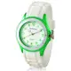 【Daniel Wang】炫光雙圈矽膠中性白色腕錶－青草綠
