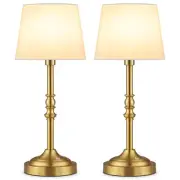 Set of 2 Rechargeable Cordless LED Table Lamps, 4-Level Dimmer, Bronze Portab...