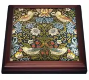 3dRose William Morris Strawberry Thief Pattern 8x8 Trivet with 6x6 ceramic tile