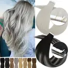20PCS CLEARANCE Tape In Hair Extensions Stick On 100% Remy Human Hair Skin Weft