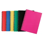 5 Pack Spirax 510 Notebook Spiral Bound Hard Cover 200 Page A6 Assorted