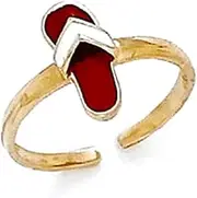 [JewelryWeb] 14k Yellow Gold Enamel Flip Flop toe ring-toe ring for Women