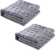 DUOLEH Pack of 2/4 Large Pet Blankets, Warm Dog Blankets for Dogs and Cats, Washable Cats Dogs Mat Versatile Dog Throw, Calming Cat Blanket for Bed Couch Sofa (60x40cm,2pcs,Grey)
