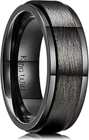 [King Will] Gold/Black/Silver Fidget Spinner Ring for Men Women Band Stainless Steel Stress Anxiety Fidget Rings Poker Aces Playing Cards Game Pattern/Norse Viking runes Pattern/Cross Lord's Prayer Pattern/Domed Matte Finish Anxiety Fidget Rings