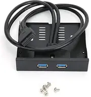 QANYEGN USB3.0 Floppy Front Panel, 3.5 Inch Front Panel USB Hub, 19 Pin to 2 Interface USB3.0 HUB