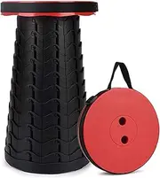 Flyself Portable Telescopic Stool Upgraded Folding Stool Adjustable Height Camping Lightweight Stool for Outdoor Camping BBQ Fishing Hiking (Red)