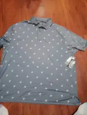 Ben Hogan Performance Golf Polo Shirt Men’s Size Large Gray Palm Trees NWT
