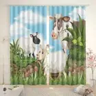 Sheep Cows Touch Line 3D Curtain Blockout Photo Printing Curtains Drape Fabric