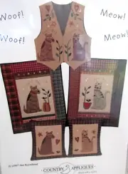 Mini Quilt Sewing Pattern Wallhanging Country Applique DOG & CAT