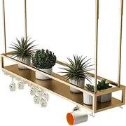 Wine Rack Bar Restaurant Wine Bottle Racks Ceiling Hanging Holder Wall-Mounted Metal Gold Stemware and Wine Bottle Storage Shelf - Adjustable Height (Size : 80x25x21cm) Comfortable Anniversary