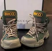 Gucci x SEGA Women's Flashtrek Hiking Booties Olive Green Suede Size 35 US 5 NIB