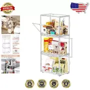 Stackable Acrylic Rolling Organizer Set - 3 Clear Bins for Easy Storage Access