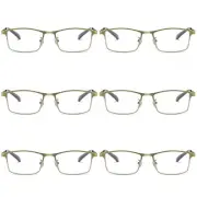 6 PK Men Reading Glasses Anti Blue Light Brass Metal Frame Spring Hinge Readers