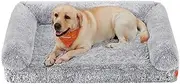 [Feandrea] Fluffy Large Dog Bed, XXL Orthopedic Dog Sofa Bed for Large Dogs, Egg Crate Foam Pet Bed Pet Couch with Sides and Removable Washable Cover, 122 x 85 x 24 cm, Grey Ombré PGW234G01