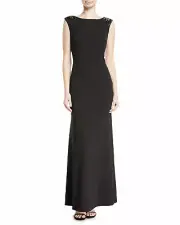 New $640 Aidan Mattox Womens Black Pink Floral Sequined-Back Gown Dress Size 2