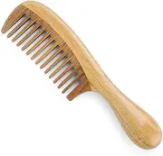 Handmade 100% Natural Green Sandalwood Hair Combs - Anti-Static Sandalwood Scent Natural Hair Detangler Wooden Comb (Wide Tooth)