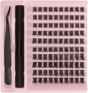 DIY Eyelash Extension Kit, 100 Clusters False Eyelashes with Glue Tweezer, Th...