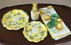 Martha Stewart 3 Lemon/yellow Towels, Foaming Soap & Sugar Plum Party Plate Set