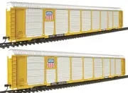 Gold Line Tri-Level Enclosed Auto Carrier Ready to Run 2 Pack Union Pacific HO