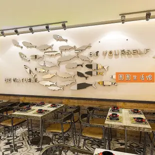 現貨！海洋魚群 鏡面壓克力壁貼 3D立體牆貼 亞克力牆貼 客廳餐廳飯店牆面裝飾自粘防水牆貼