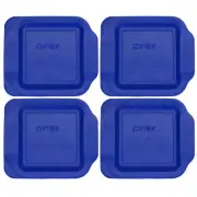 Pyrex 222-PC Square 8" x 8" 2 Qt Storage Lid Cover Blue 4PK for Glass Dish New
