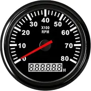 SKMWLMRAJ 85mm Car Boat Tacho Sensor Marine Tacho Meter with LCD Hourmeter 3000 4000 6000 8000 RPM Boat Tachometer 12V/24V Red Backlight Automobile Tachometer(8K-BN)