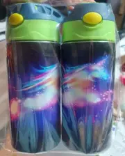 2 NIP Magic Unicorn Kids Water Bottle with Straw Lid, Double Wall Thermo Flask