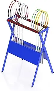 Tennis Racket Display Holder Shelf for 18 Or 36 Rackets Storage in Game Room, Bar Room, Office, Garage, Home Gym - Black Blue Red White Badminton Racquet Rack,Blue 100x51x64cm