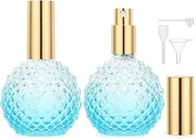 Segbeauty Glass Perfume Bottles 100ml, 2Pcs Leakproof Perfume Atomiser, Refillable and Portable, Travel Spray Bottle for Men and Women (Blue)
