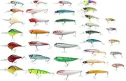 35Pcs Mixed Minnow Fishing Lures Kit, Simulation Plastic Hard Baits with Hooks, Reusable Easy Catching, for Family Fishing Freshwater Saltwater Fishing Relaxing