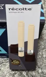 Recolte RMM-1 Mini Electric Salt & Pepper Mill Set of 2 with Wooden Stand New