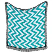 Teal and White Chevron Throws