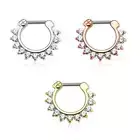 Surgical Steel Septum Clicker Ring 16 Gauge & Single Line Prong Gems