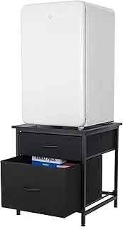 TDLEAYYD Mini Fridge Stand with 2 Drawer, Mini Fridge Organizer Stand Refrigerator Stand with Metal Frame for Dorm, Home, Kitchen, Black
