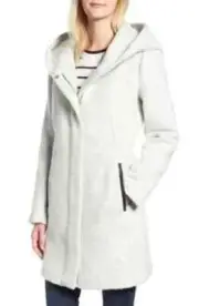 SIGNATURE Cole Haan Women's Coat Size 14 Wool Blend Hooded Coat Stone New Jacket