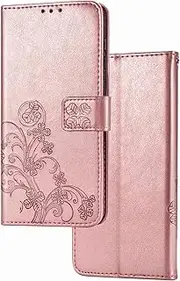 [YukeTop] Case for Oppo A17, PU Leather Flip Folio Wallet Cover, with Card Slots, Case Cover for Oppo A17.(Rose Gold)