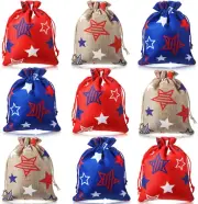 24 Pack Patriotic Burlap Bags with Drawstring 4Th of July Burlap Treat Bags Chri