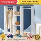 Portable Double Wardrobe Open Clothes Rack Storage Organiser Shelves 3 Tier Cube