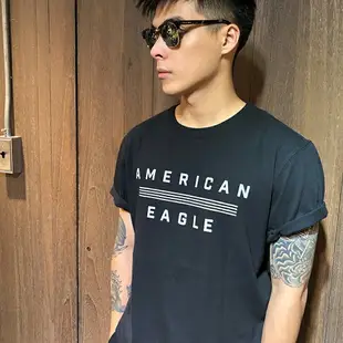 美國百分百【全新真品】American Eagle 短袖T恤 AE T-shirt 老鷹 logo 黑色 L號 K326