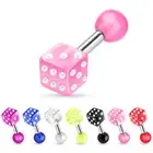 Cartilage Tragus Bar Ear Barbell Piercing with UV Dice End Surgical Steel