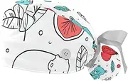 [YTYVAGT] 2-Pc,Gourd-Shaped Working Cap,Fisherman Hat with Buttons and Cotton Sweatband,Animal Tiger Koala Hand Drawing