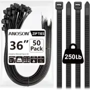 Large Zip Ties 36 Inch (50 Pack), Long Zip Ties Heavy Duty with 250 Lb Tensile S