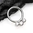Implant Grade Titanium Triple Gem Sparkle Seamless Clicker Hoop Ring