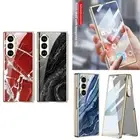For Samsung Galaxy Z Fold 6 Case Frosted Plating Glass Cover w/Screen Protector