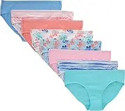 [Hanes] Ultimate Girls' Underwear, Pure Comfort Organic 100% Cotton Panties, Briefs & Hipsters, 8-Pack, Hipster