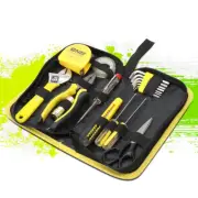18Pc Yellow Pliers Wrench Tape Measure Keys Mini LED Flash Light Home Tool Kit