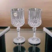 Vintage Set Of 2 CRISTAL D'ARQUES France Longchamp 24% Lead Crystal Wine Glasses