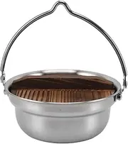 Hanging Camping Pot, Unique 304 Stainless Steel Camping Pot Cookware Heat Preservation for Hiking (1.8L)