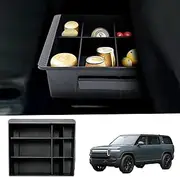 Rear Under Seat Storage Box Fit For Rivian R1S 2025 Accessories, Second Row Under Seat Organizer with Partitions Storage Box for Rivian R1T 2022-2024 Accessories