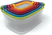 [Joseph Joseph] 81009 Nest Storage Plastic Food Storage Containers Set Food Saver Resuable Lunch Box Pantry Storage Microwave-Safe, 12-Piece, Multicolored